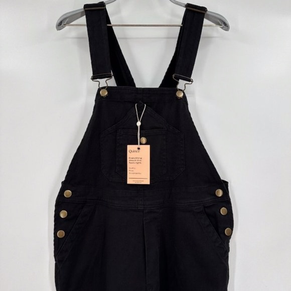 NWT Quince Organic Stretch Cotton Twill Relaxed Overalls in Black Sz M - Picture 8 of 9